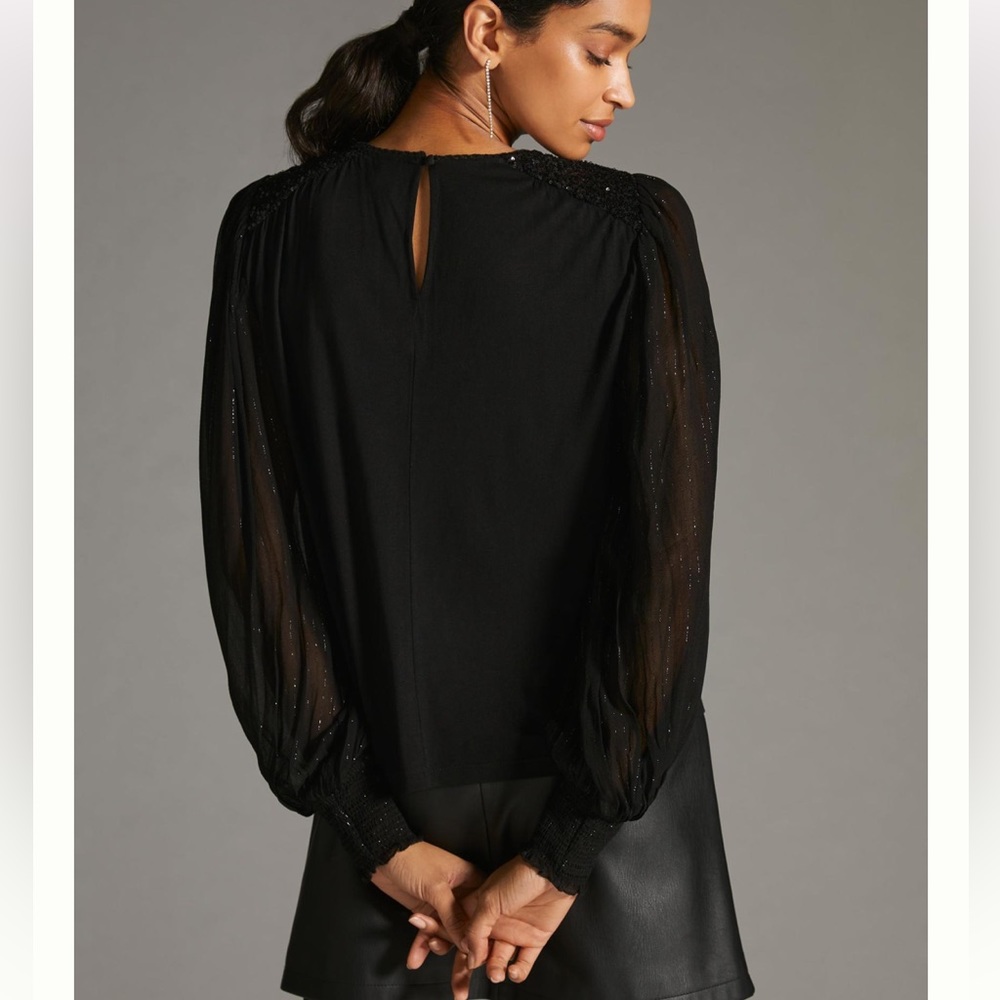 Anthropologie Bl-nk Sequin-Embellished Blouse - Picture 4 of 8